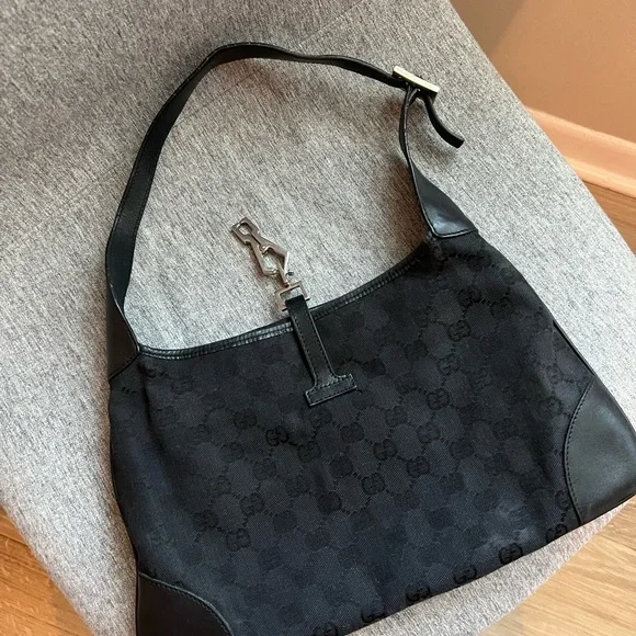 Gucci jackie sherry line GG canvas leather hang shoulder bag - Picture 10 of 13